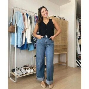 Knit Button Down Vest in Black